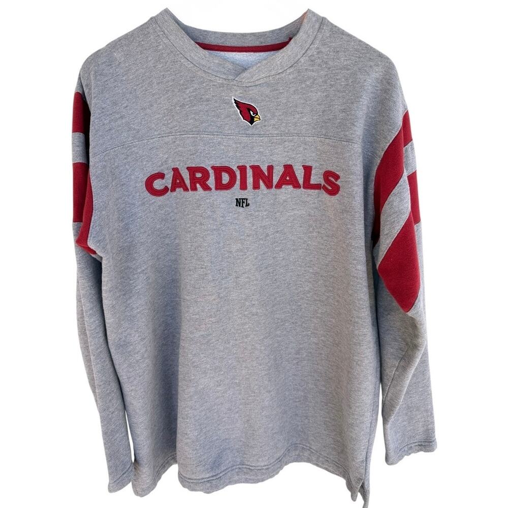 Arizona Cardinals Shirt Mens XL Gray Red NFL Football Long Sleeve Pullover